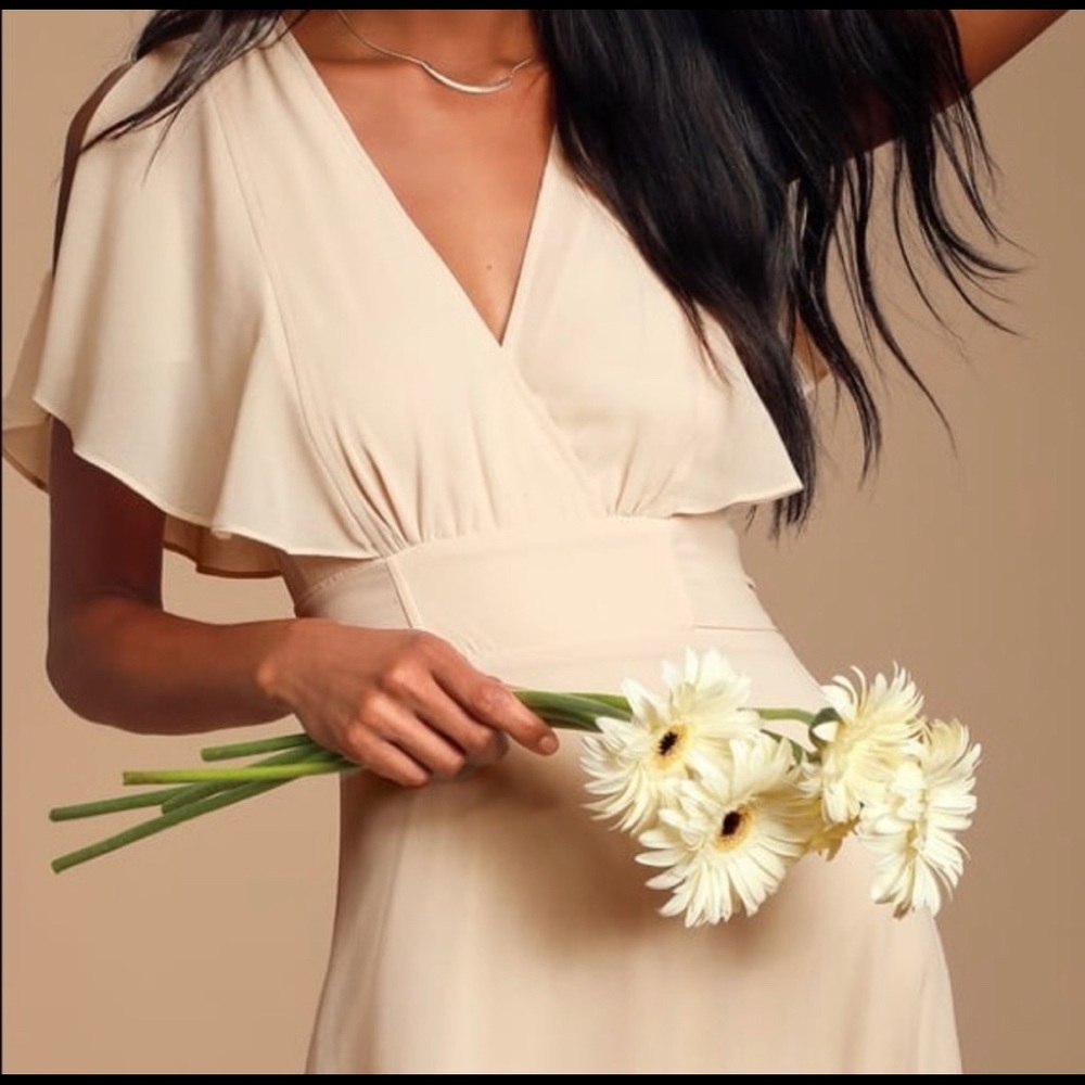 Dearly Loved Cream Flutter Sleeve Maxi Dress - Picture 2 of 8